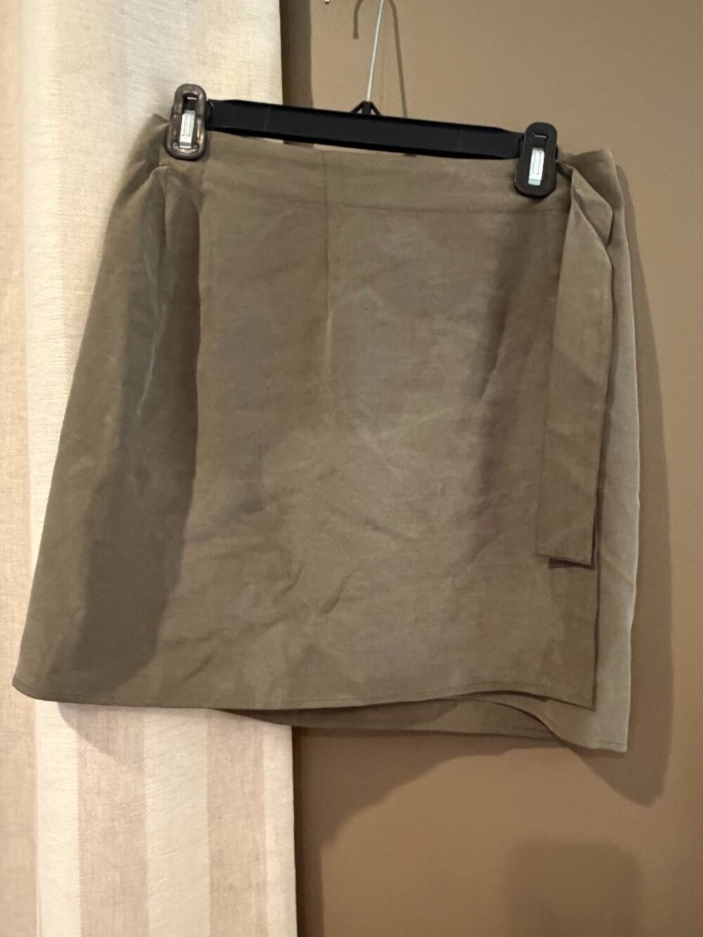 90's Express Silk Women's Army Green Set, Mini Skirt, Soft, Office, Size Medium - Picture 5 of 15